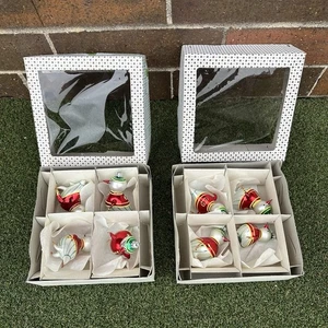 Vintage mundgeblasen Glas Figur Weihnachtsschmuck Enten 8er Set rot grün - Bild 1 von 6