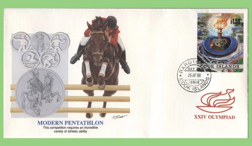 Cook Islands 1988 Olympics Modern Pentathlon First Day Cover - Image 1 of 1