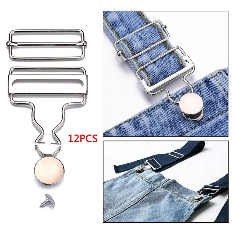 12Sets Metal Suspender Buckles Gourd DIY Sewing Denim Jeans Accessories - Image 1 of 1