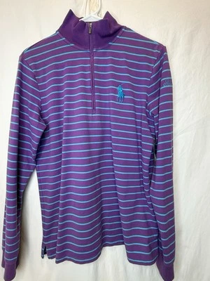 Ralph Lauren Golf L Tailored Fit BIG PONY Purple 1/4 Zip Pullover SEA ISLAND - Image 1 of 4