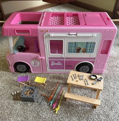Barbie 3-in-1 Dream Camper Playset GHK98 w/ Many Accessories READ - Image 1 of 4