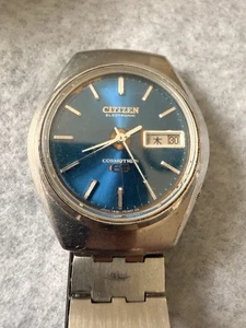 CITIZEN COSMOTRON 37mm vintage anni 70 funzionante! Quadrante blu - Foto 1 di 5