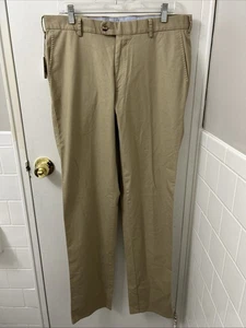 Peter Millar Pants Mens Sz 35x36 Tan Soft Touch Twill Trousers Khaki Flat Front - Picture 1 of 13