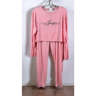 Juicy Couture Pink Lounge Pajamas Long Sleeve Top & Pant PJ Set XL - Image 1 of 4