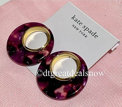 Серьги Kate Spade ON THE DOT черепаховые фиолетовые смола легкие круглые WBRUH484 - Изображение 1 из 4