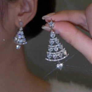 3.5Ct Round Cut Lab Created Diamond Drop Dangle Earrings 14K White Gold Plated - Picture 1 of 6