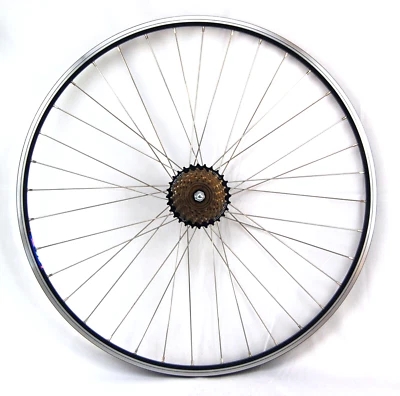 schwarzes Hinterrad 28 Zoll Hohlkammerfelge geöst 36 Loch - 7 fach Ritzel VA - Bild 1 von 3