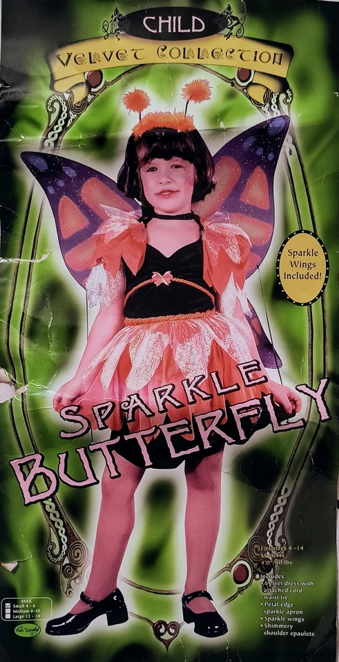Sparkle Butterfly Orange Velvet Costume from Fun World Child Size Small (4-6) - Image 1 of 4