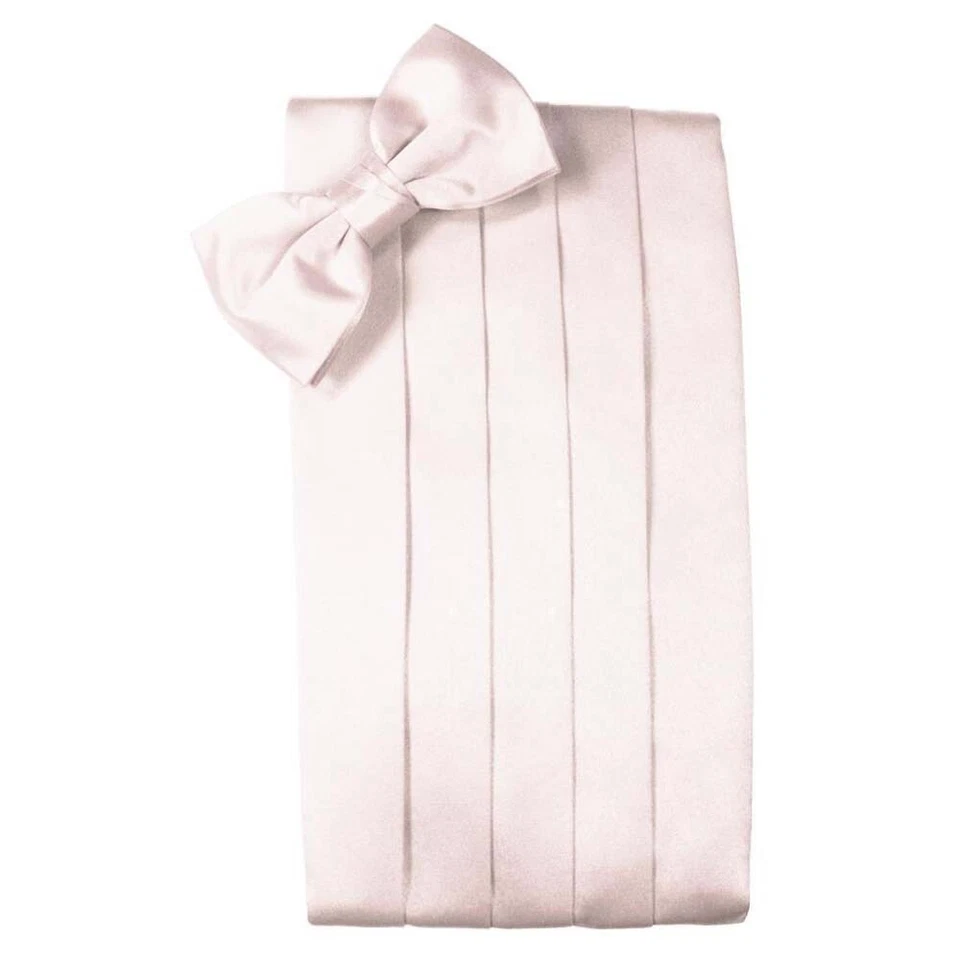 Juego de pajarita y fajarita de satén rubor para hombre Foto 1 de 1