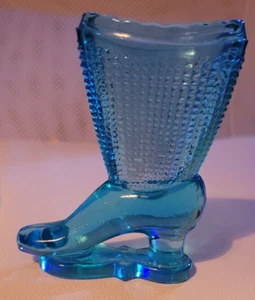 Vintage Blue Glass High Heel Shoe Boot Toothpick Holder Trinket Jewelry Fenton? - Picture 1 of 6