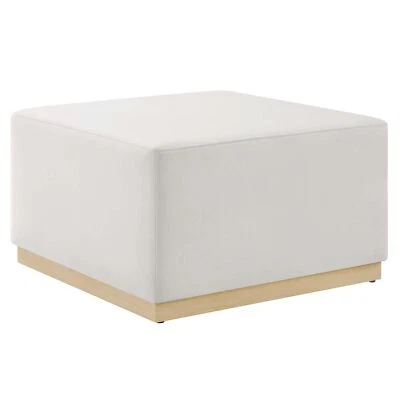 Modway Tilden 28 Inch Square Performance Velvet Upholstered Ottoman in Alabaster Foto 1 de 3