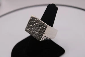Sterling Silver Hammered Finish Cube Ring Size 8 - Picture 1 of 5
