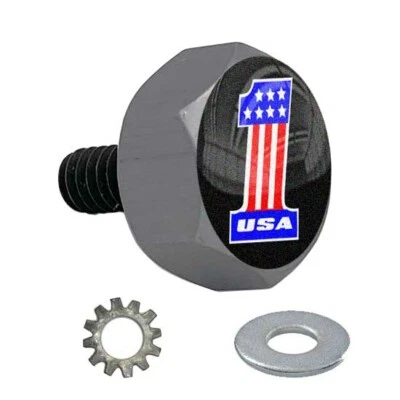 Gris Gunmetal - Perno de asiento hexagonal de aluminio Billet para Harley - Bandera de EE. UU. #1 EN NEGRO Foto 1 de 4