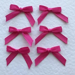 30 Pretty Pink Bows tiny BOWS made from 6mm wide Satin Ribbon for card making - Picture 1 of 3