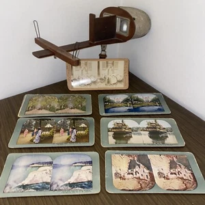 Antique Keystone Monarch Stereoscope Stereo Viewer- With 7 Viewing Cards - Picture 1 of 18