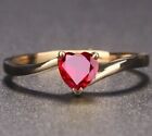 1.5Ct Heart Cut Lab-Created Red Garnet Engagement Ring 14K Yellow Gold Finish