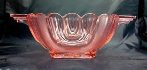 Large Vintage Art Deco Walther & Sohne Essex Pink Glass Fruit or Salad Bowl - Picture 1 of 7