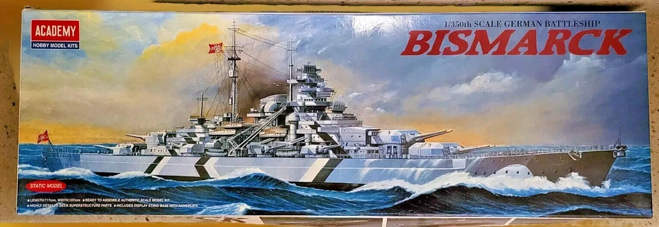 ACADEMY 1:350 Schlachtschiff BISMARCK Vintage 1986 Modellbausatz Neu OVP 1453 - Bild 1 von 1