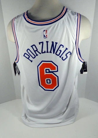 Men New York Knicks Kristaps Porzingis #6 White Statement Jersey Swingman S Nike Cover