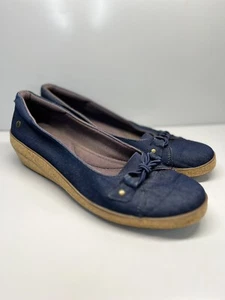 Grasshoppers Damen-Slipper Keilabsatz Denim marineblau Größe 10M (L17) - Bild 1 von 11