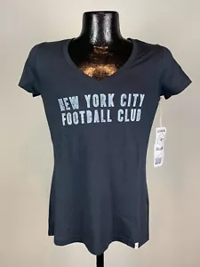 Women’s ‘47 Brand New York City FC V-Neck Dark Blue Graphic Logo SS Tee L NWT - Picture 1 of 6