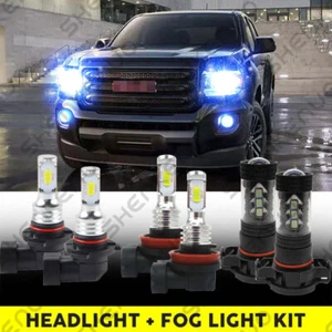 For GMC Canyon 2015 2016 2017 2018 2019 -6X 8000K LED Headlights Fog Light Bulbs - Picture 1 of 12