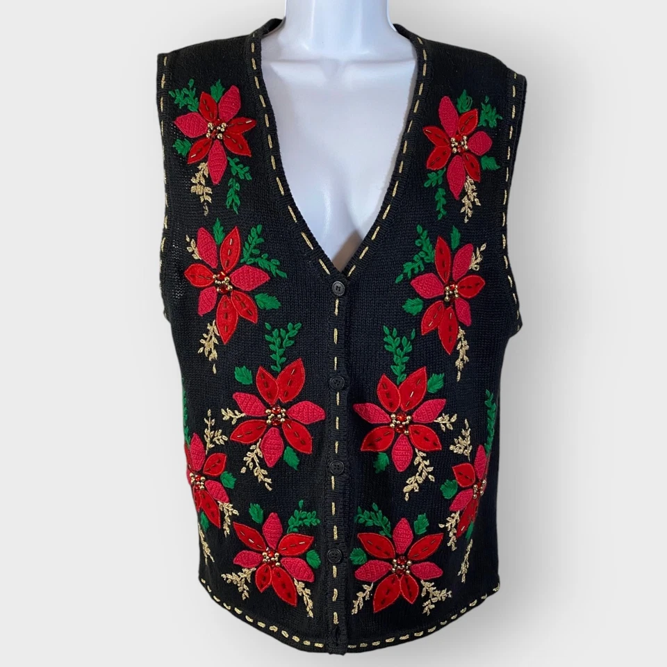 Chaleco de Navidad para mujer Bobby Brooks | Pequeño | Bordado | Cuentas | Vacaciones Foto 1 de 4