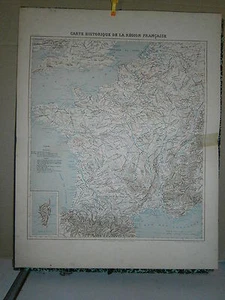 Carte 19° couleur Grand format Carte historique de la région française - Imagen 1 de 1