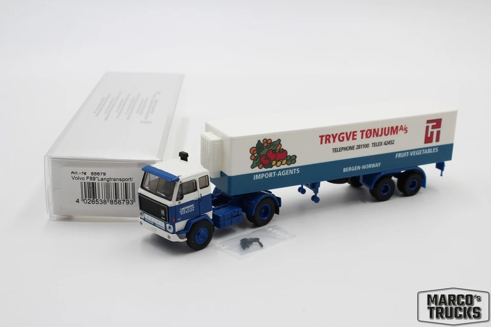 Brekina Volvo F89 Box semitrailer "Trigve Tonjum" No. 85679 1:87 /BRNV1140  - Image 1 of 1