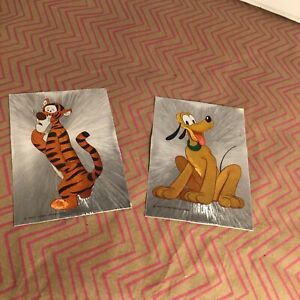 Rare lot de 2 nouvelles cartes postales vintage gravées Dufex Walt Disney Pluton Tigre