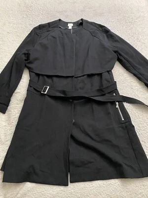 Chico's Women Long Sleeve Mid-Length Snap Belted Jacket Black Size 4 (US 20-22) - Image 1 of 4