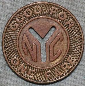 New York City  Transit Authority~ Good For One Fare 16 mm~ 99 ¢ Tracked shipping - Picture 1 of 2