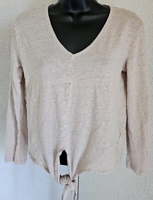 H&M Womens Shirt Top Blouse Size S Small Brown Linen - Image 1 of 4