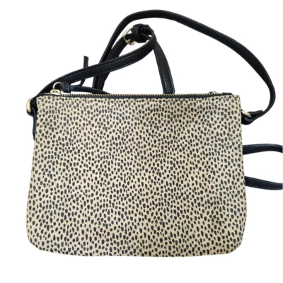 Bolso de Hombro Pequeño Azul Marino Antiguo Doble Cremallera Estampado de Animales de Guepardo (USADO EN EXCELENTE ESTADO) Foto 1 de 3