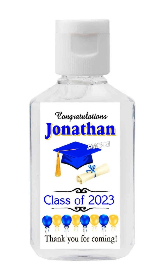 Etiquetas desinfetantes para as mãos AZUL E DOURADO FAVORECE GRADUAÇÃO - PERSONALIZADAS - Imagem 1 de 1