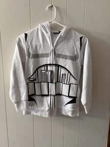 Star Wars Boys Youth Medium White Hooded Sweatshirt Stormtrooper Full Zip V4 - Picture 1 of 8