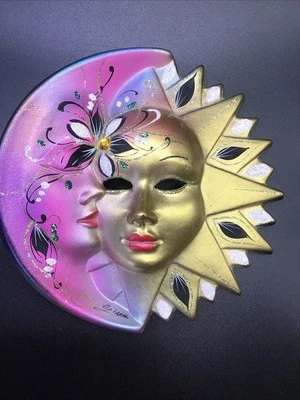 Máscara veneciana Moon n Sun Diosa colgante de pared decoración Mardi Gras gema de cerámica Foto 1 de 4