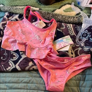 NWT Pink Platinum Unicorn Bikini Set Punk and Silver 5/6 Beach Travel Pool - Picture 1 of 7
