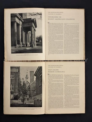 LOT 1929 antique 2pc ARCHITECTURAL MONOGRAPH SERIES xv WINSTON SALEM NC churches - Image 1 of 4