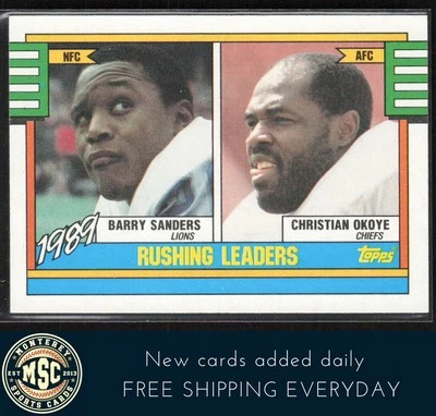 1989 Rushing Leaders (Barry Sanders / Christian Okoye) 1990 Topps #28 - Image 1 of 2