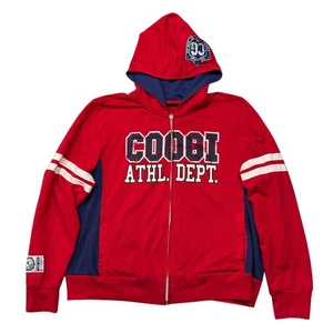 Coogi Hoodie Womens 2XL Red Blue Full Zip Athl Dept Sweatshirt Varsity Stripes - Picture 1 of 10