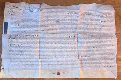 ANTIQUE INDENTURE 1755 LAND HOUSE DEEDS DOCUMENT PLUMB SARGENT CHIPPING LAMBOURN - Image 1 of 4