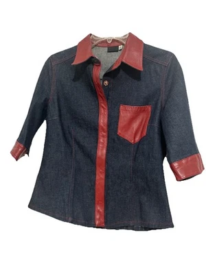 Top Dolce Gabbana Denim y Cuero Rojo Vintage Años 90 Talla 30/44 EE. UU. Mediano Foto 1 de 4
