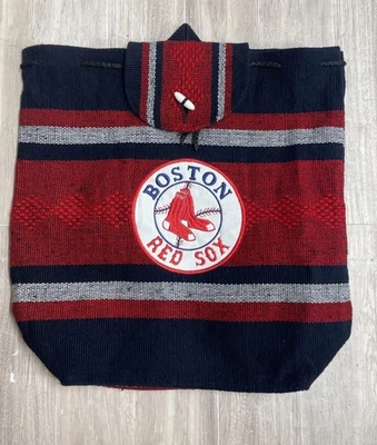 MLB Boston Red Sox Mexican Baja Woven Drawstring Backpack Red Blue White - Image 1 of 4