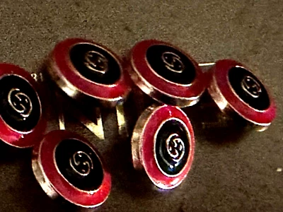 6 GG GUCCI BUTTONS BLACK/GOLD/RED 15mm Iconic GG Logo buttons 6pcs CHIC GUCCI - Image 1 of 4