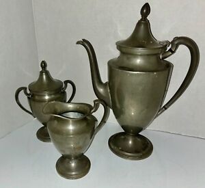 Antique Pewter Creamer Sugar Pilgrim 1880