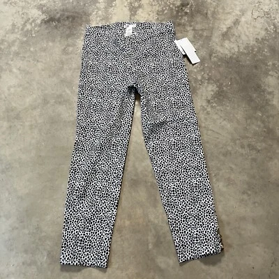 Pantalones 89th Madison para mujer medianos blancos negros estampado animal tobillo cintura cómoda Foto 1 de 4