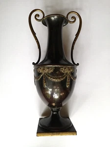 Jarrón antiguo cráter de bronce neoclásico del siglo XIX dorado y patinado - Imagen 1 de 11
