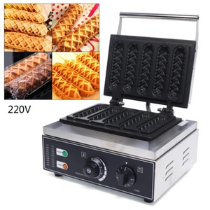 1500W 5 Grooves Commercial Electric Waffle Maker Hot Dog Baker Machine Non-Stick - Picture 1 of 12