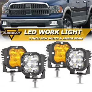 Luces de trabajo LED AUXBEAM 4x 3" blanco amarillo todoterreno para Dodge Ram 1500 2500 3500 - Imagen 1 de 12